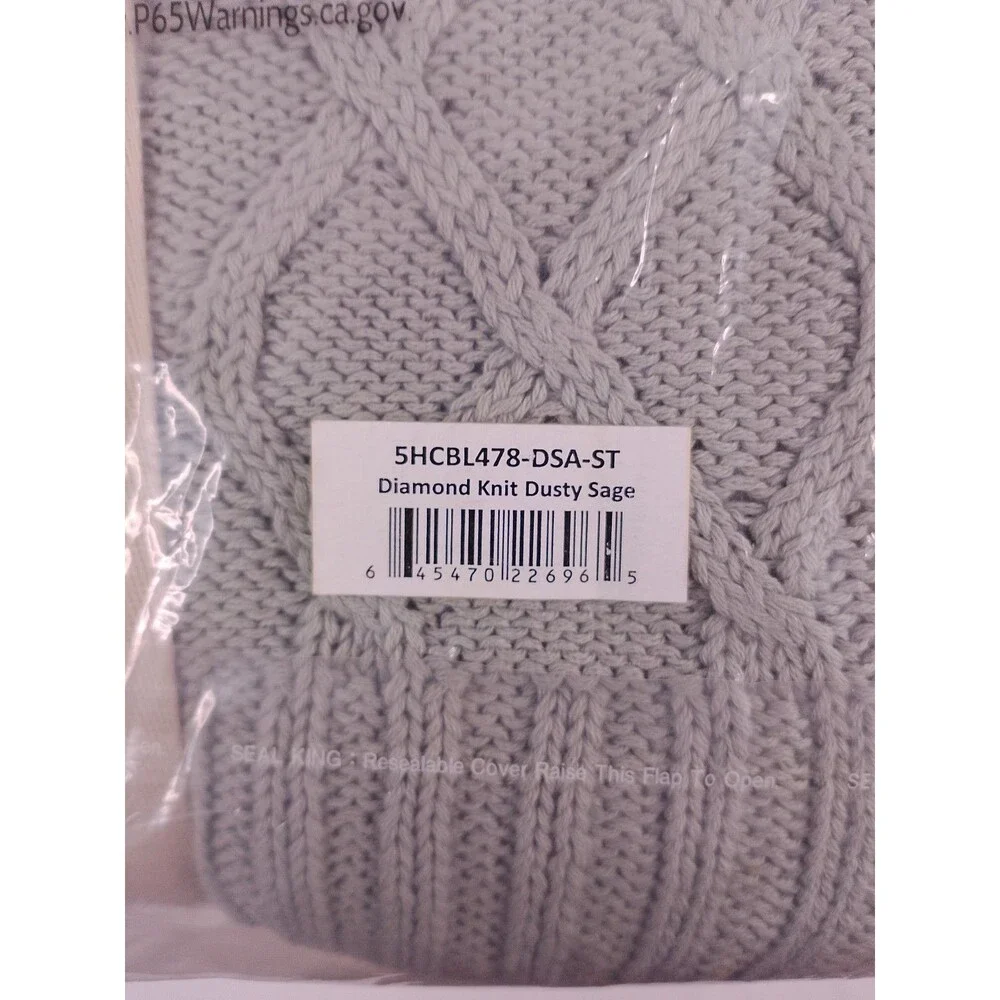 Modern Threads 100% Cotton Diamond Cable Knit Throw Blanket 50x70 Dusty Sage NWT